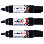 ARTLINE Marqueur '50' permanent indélébile pointe biseautée 3 & 6 mm noir x 3 ARTLINE Marqueur '50' permanent indélébile pointe biseautée 3 & 6 mm noir x 3