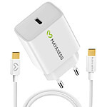 Mayaxess Chargeur Secteur pour Samsung Galaxy S25 FE 20W + Câble USB-C 1m Blanc