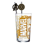 Marvel - Verre tumbler avec pailles métal Logo Marvel & Avengers 485 ml
