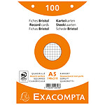 EXACOMPTA Paquet 100 fiches sous film - bristol quadrillé 5x5 perforé - 148x210mm - Couleurs assorties