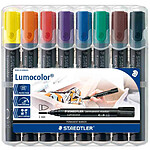 STAEDTLER Etui Chevalet Box 8 Marqueurs Lumocolor Permanents Pointe Ogive 2 mm Assortis