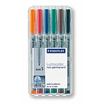 STAEDTLER Etui de 6 Lumocolor marqueur non-permanent 311S Pointe fine