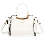Gallantry Sac à Main pour Femme Fleurette avec Anses Rigides et Détails Dorés en Métal Blanc