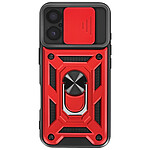 Mayaxess Coque pour iPhone 17 avec Cache Caméra Coulissante et Bague Magnétique Rouge