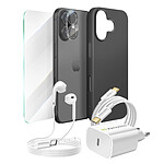 Mayaxess Pack Essentiel pour iPhone 17 Coque, Verre, Chargeurs, écouteurs (6 pièces) Noir