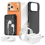Mayaxess Pack Complet pour pour iPhone 17 Pro Max Coque, Verre, Chargeurs, Batterie externe, écouteurs (7 pièces) Noir