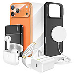 Mayaxess Pack Elite pour pour iPhone 17 Pro Max Coque, Verre, Chargeurs, Batterie externe, Magsafe, Écouteurs Bluetooth (8 pièces) Noir
