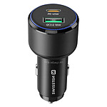 Swissten Chargeur Voiture Fast Charging 63W USB-C Power Delivery 45W et USB 3.0 18W Noir