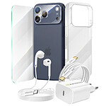 Mayaxess Pack Essentiel pour iPhone 17 Pro Max Coque, Verre, Chargeurs, écouteurs (6 pièces) Transparent