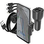 Avizar Pack Accessoires Voiture avec Chargeur USB-C + Câble 3 en 1 et Support