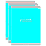 CONQUÉRANT Cahier conquérant classique agrafé 24 x 32 cm 96P 90G grands carreaux bleu x 3