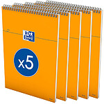 OXFORD Bloc-notes à spirale 80 feuilles A4+ 210 x 315 mm quadrillé 80g x 5