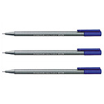 STAEDTLER Feutre Fineliner Triplus Tracé 0,3 mm Bleu x 3