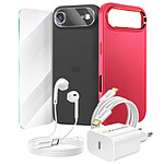 Mayaxess Pack Essentiel pour iPhone 17 Air Coque, Verre, Chargeurs, écouteurs (6 pièces) Rouge