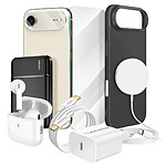Mayaxess Pack Elite pour iPhone 17 Air Coque, Verre, Chargeurs, Batterie externe, Magsafe, Écouteurs Bluetooth (8 pièces) Noir