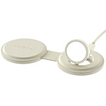 Satechi Chargeur Sans Fil 2-en-1 Compatible Qi2 15W Modèle OnTheGo Pliable Beige