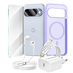 Mayaxess Pack Essentiel pour Pixel 10 Coque, Verre, Chargeurs, écouteurs (6 pièces) Violet
