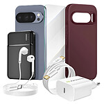 Mayaxess Pack Complet pour Pixel 10 Pro Coque, Verre, Chargeurs, Batterie externe, écouteurs (6 pièces) Bordeaux