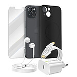 Mayaxess Pack Essentiel pour iPhone 13 Coque, Verre, Chargeurs, écouteurs (5 pièces) Noir