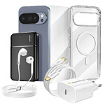 Mayaxess Pack Complet pour Pixel 10 Pro Coque, Verre, Chargeurs, Batterie externe, écouteurs (6 pièces) Transparent