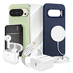 Mayaxess Pack Elite pour Pixel 10 Pro Coque, Verre, Chargeurs, Batterie externe, Magsafe, Écouteurs Bluetooth (7 pièces) Bleu nuit