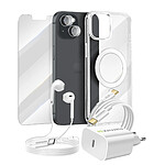 Mayaxess Pack Essentiel pour iPhone 13 Coque, Verre, Chargeurs, écouteurs (6 pièces) Transparent
