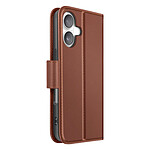 Avizar Étui Portefeuille pour iPhone 16 en Cuir Premium avec Fonction Stand Marron