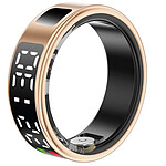Avizar Bague Connectée Taille 10 Modèle Saturn avec Écran LED et Étui de Charge Dorée