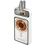 MAXEXCELL Powerbank MagSafe 10000mAh Ports USB 22.5W et USB-C 2x Câble USB-C et Lightning Blanc