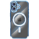Avizar Coque pour iPhone 17 Compatible MagSafe avec Contour Strassé Bleu clair