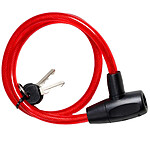 Avizar Câble Antivol à Tête Plate avec Serrure à Clé pour Vélo et Trottinette Rouge / Noir
