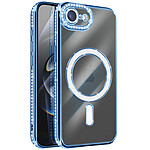Avizar Coque pour iPhone 16e Compatible MagSafe avec Contour Strassé Bleu