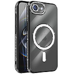 Avizar Coque pour iPhone 16e Compatible MagSafe avec Contour Strassé Noir