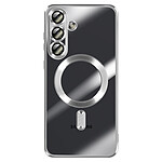 Avizar Coque pour Galaxy S25 FE MagSafe Souple Antichocs avec Contour Chromé Argent