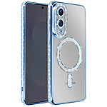 Avizar Coque pour Galaxy S25 Edge Compatible MagSafe avec Contour Strassé Bleu clair