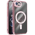 Avizar Coque pour iPhone 16e Compatible MagSafe avec Contour Strassé Rose