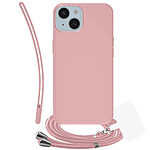 Jaym Coque pour iPhone 15 en Silicone avec Cordon et Sangle Inclus Rose