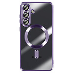 Avizar Coque pour Galaxy S25 FE MagSafe Souple Antichocs avec Contour Chromé Violet