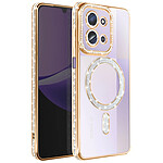 Avizar Coque pour Redmi 15C Compatible MagSafe avec Contour Strassé Dorée