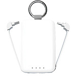 Jaym Powerbank Batterie de Secours 4000mAh avec Câbles, Lampe et Anneau Porte Clé Blanc Jaym Powerbank Batterie de Secours 4000mAh avec Câbles, Lampe et Anneau Porte Clé Blanc