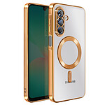 Avizar Coque pour Galaxy A26 Compatible MagSafe avec Contour Chromé Dorée