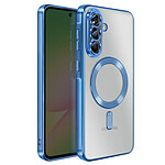 Avizar Coque pour Galaxy A56 Compatible MagSafe avec Contour Chromé Bleu