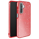 Avizar Coque pour Galaxy A17 Conception Bi-Matière et Finition Pailletée Rouge