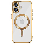 Avizar Coque pour iPhone 17 Compatible MagSafe avec Contour Chromé Dorée