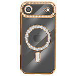Avizar Coque pour iPhone Air Compatible MagSafe avec Contour Strassé Dorée