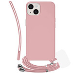 Jaym Coque pour iPhone 14 Plus en Silicone avec Cordon et Poignet Inclus Rose