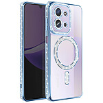 Avizar Coque pour Redmi 15C Compatible MagSafe avec Contour Strassé Bleu
