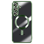 Avizar Coque pour Galaxy S25 FE MagSafe Souple Antichocs avec Contour Chromé Vert