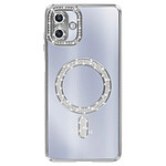 Avizar Coque pour Galaxy A07 Compatible MagSafe avec Contour Strassé Argent