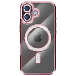 Avizar Coque pour iPhone 17 Compatible MagSafe avec Contour Strassé Rose champagne Avizar Coque pour iPhone 17 Compatible MagSafe avec Contour Strassé Rose champagne